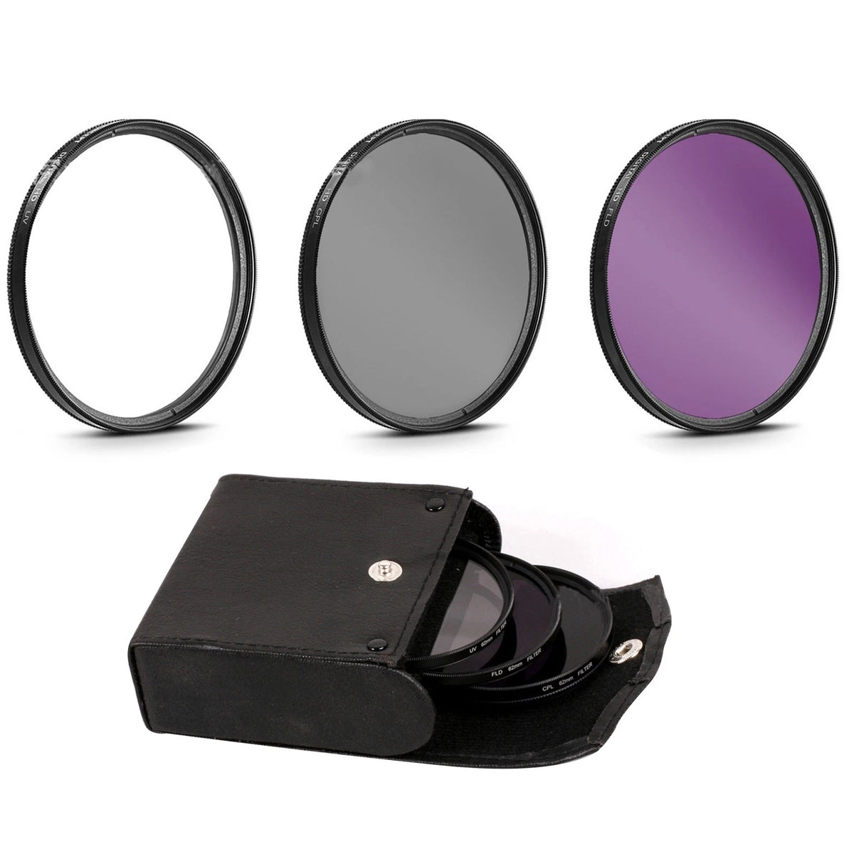 3 In 1 UV CPL FLD Lens Filter for Universal Camera (49-77mm)