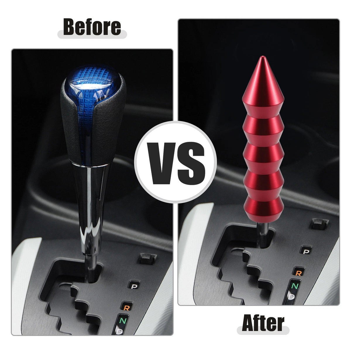 Set of 1 Auto Universal Automatic Gear Shifter Knob with 3 Adapters Red