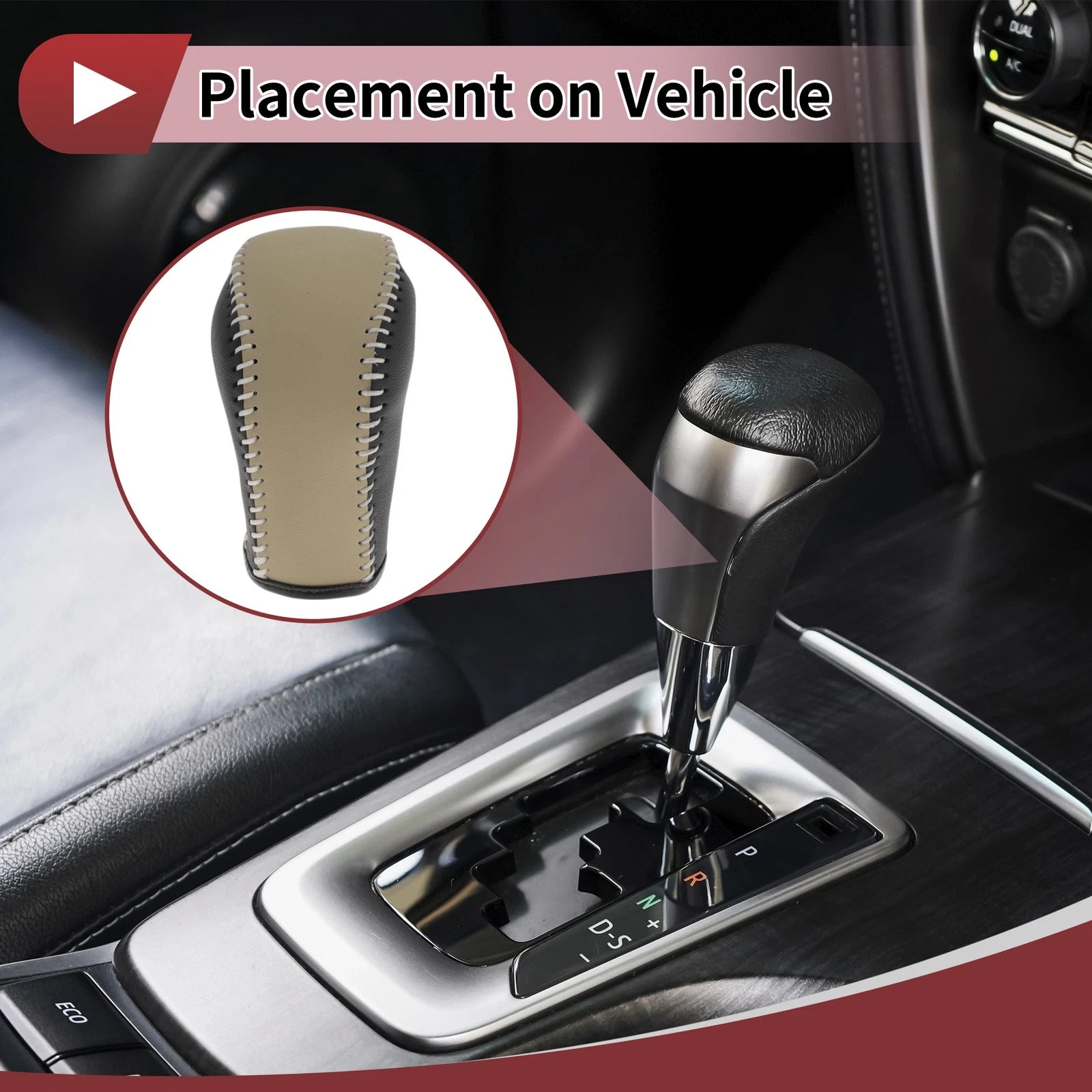 Gear Shift Knob Cover Replacement for Hyundai Tucson (2015–2018) Black Beige
