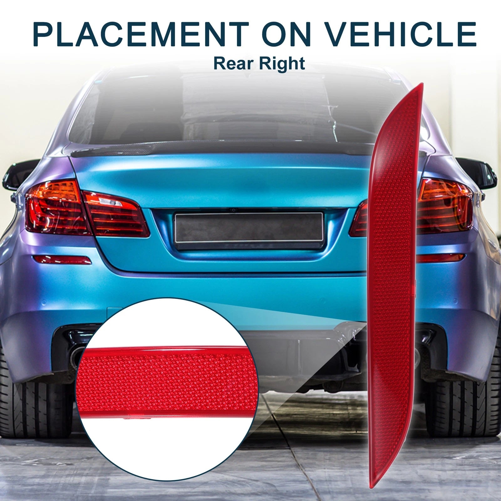 Rear Right Bumper Reflector Replacement for BMW 528i xDrive (2012–2016)