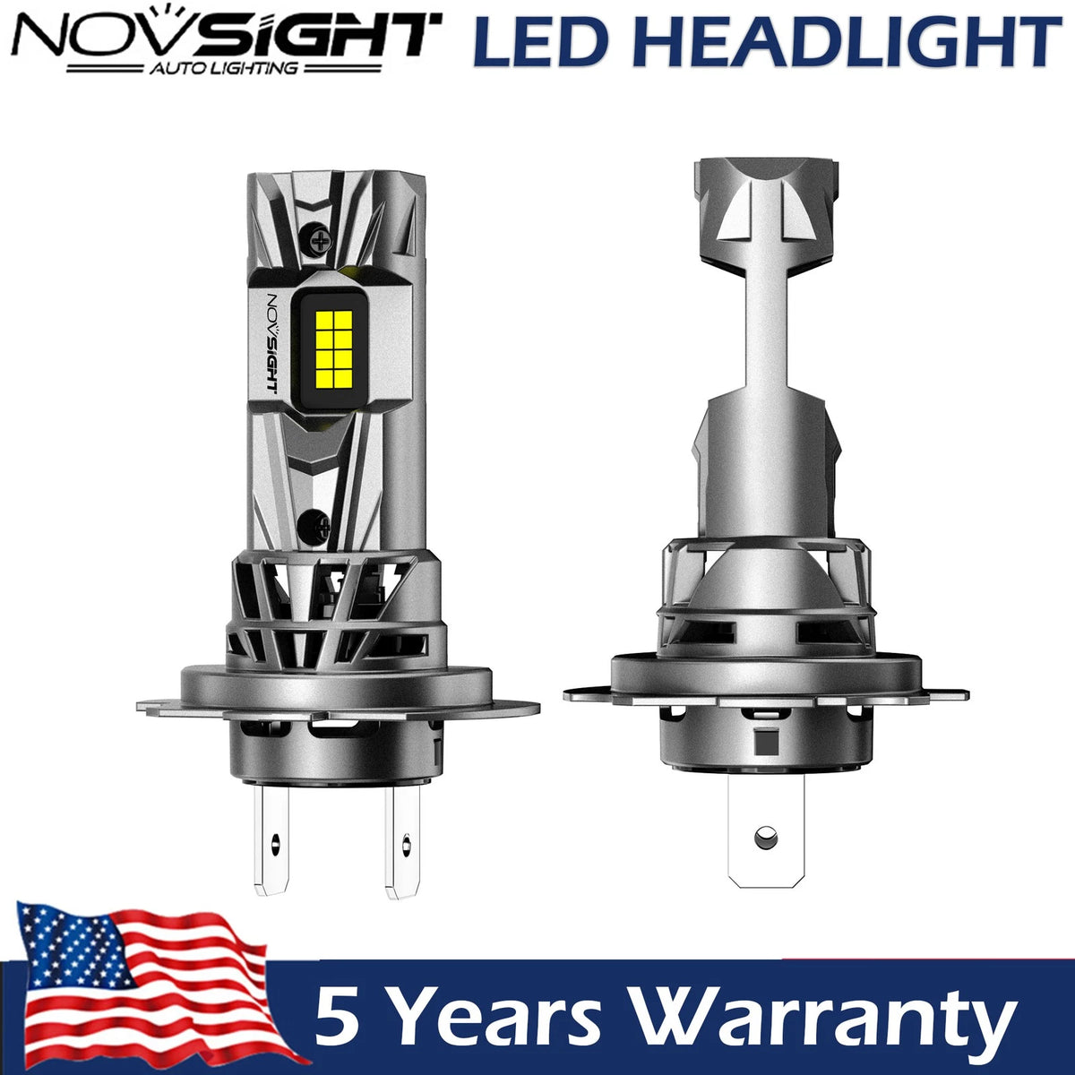 2X H7 LED Headlight Bulbs for NOVSIGHT (18000LM, 6500K)