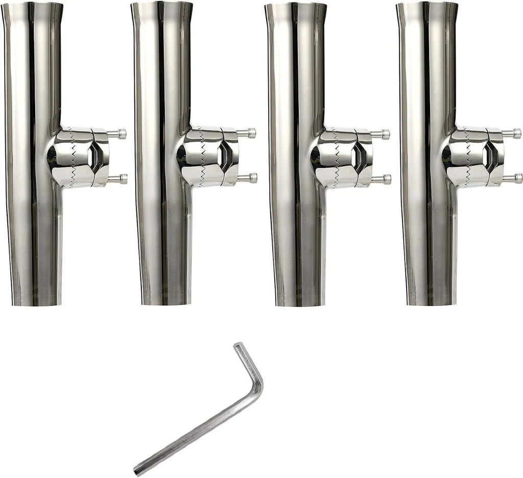 Set of 4 Stainless Steel Fishing Rod Holders for Rails 7/8" to 1"
