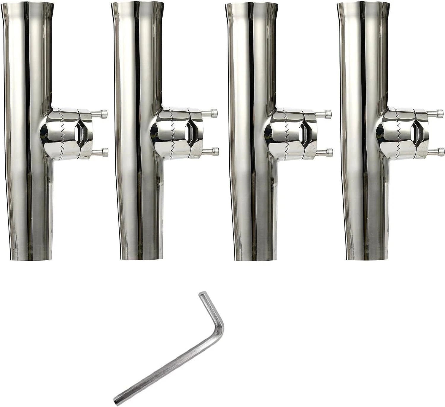 Set of 4 Stainless Steel Fishing Rod Holders for Rails 7/8" to 1"