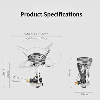 Portable Camping Stove 3320W Lightweight 99g with Stable 4 Leg Base