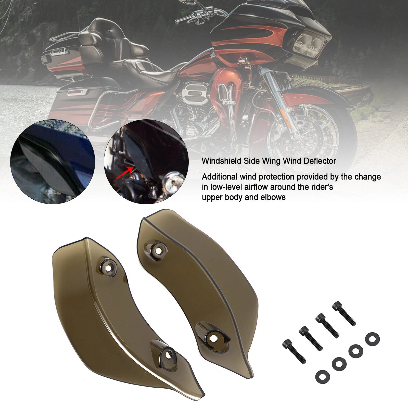 Fairing Windshield Side Wing Deflector for Harley Touring Road Glide (2015–2021)