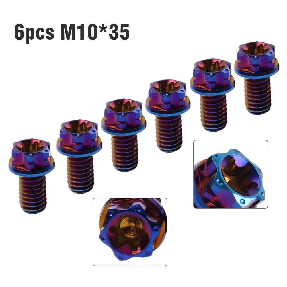 6pcs Titanium M10x35mm Torx Head Flange Bolts for Motorcycle