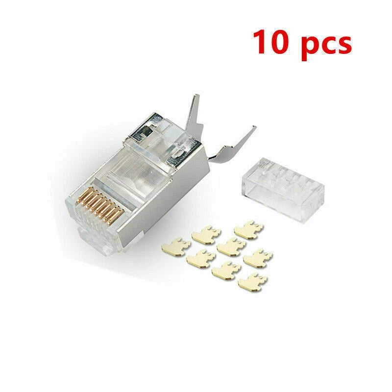 10 Pack RJ45 Cat7 Gold Plated FTP Modular Connectors