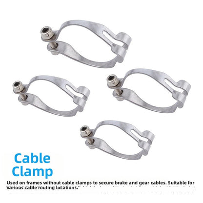 Brake Cable Clamp for Road Mountain Bikes (25.4-34.9mm, Alloy 6061, Silver)