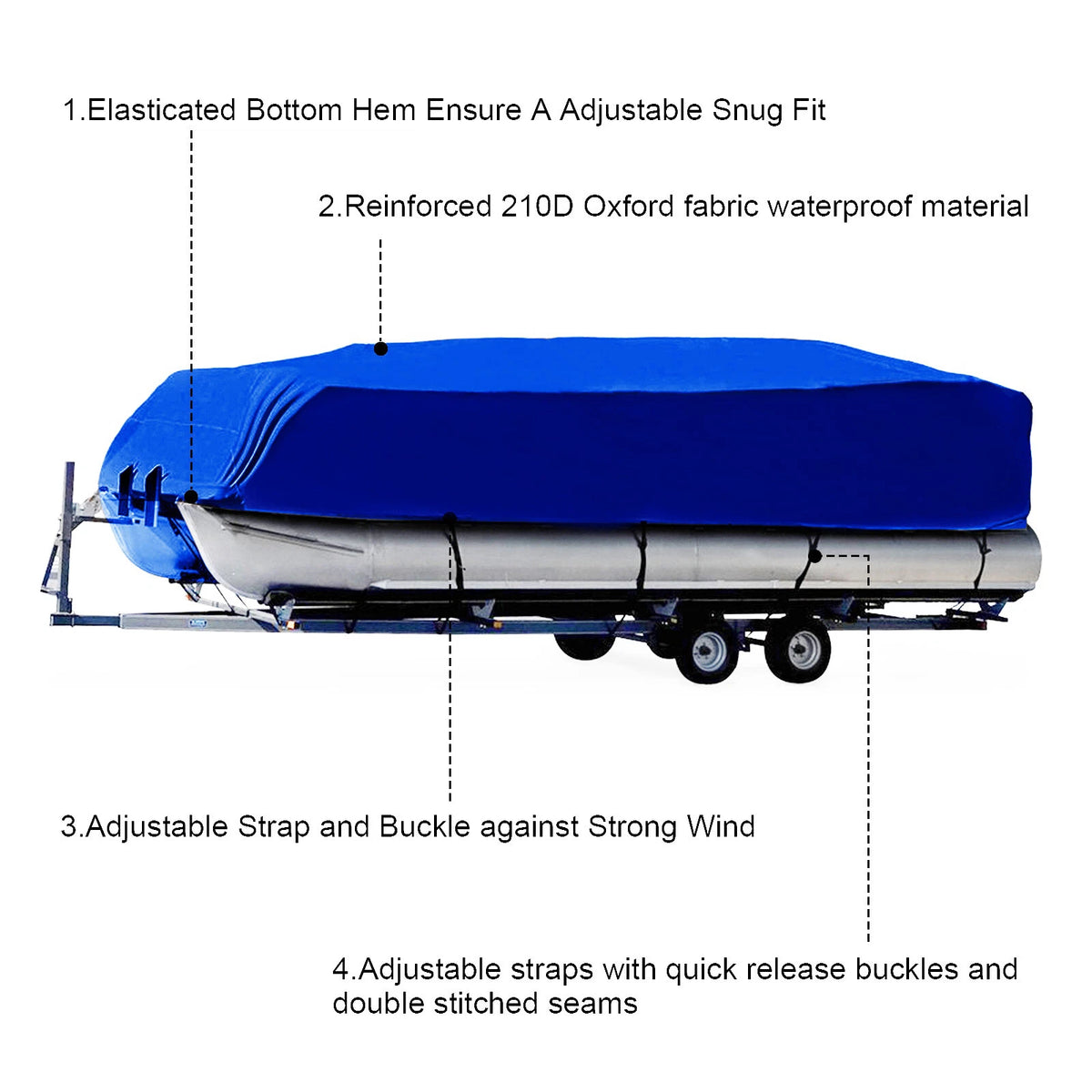 Pontoon Boat Cover for Neverland Runabout (21-24ft) Waterproof UV 210D