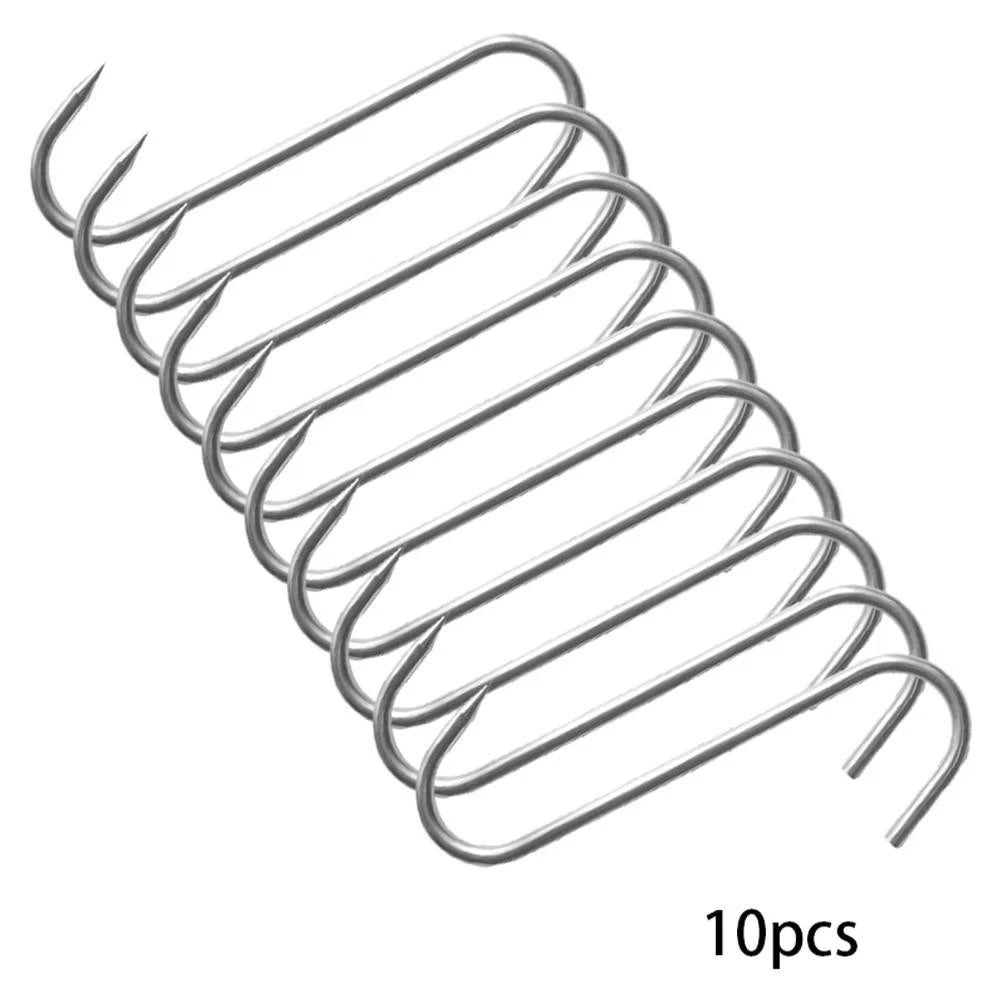 Set of 10 Meat Hooks 15cm for Butchering