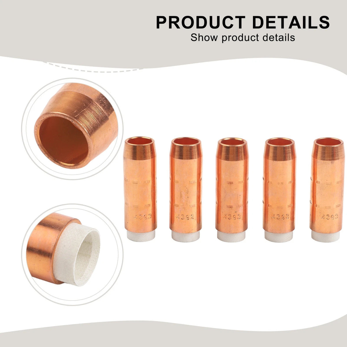 5 Pieces Copper Gas Nozzle for Bernard QS MIG Welding Gas Set