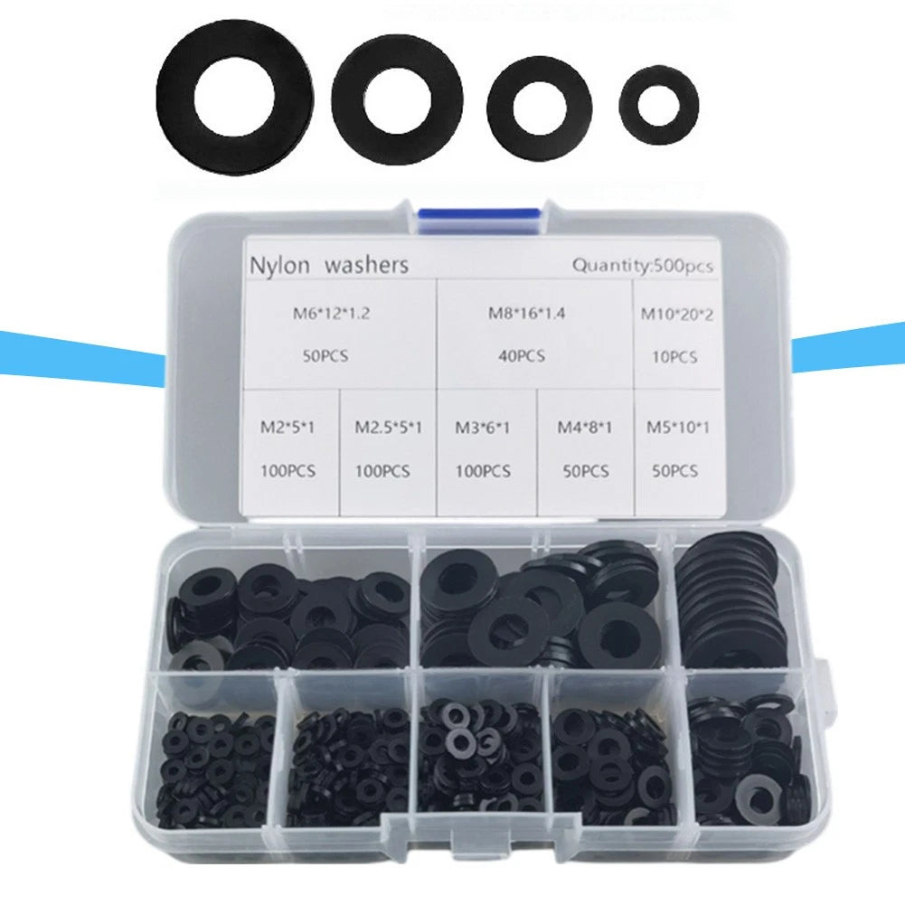 500pcs Nylon Flat Washers for All Vehicles (Universal)