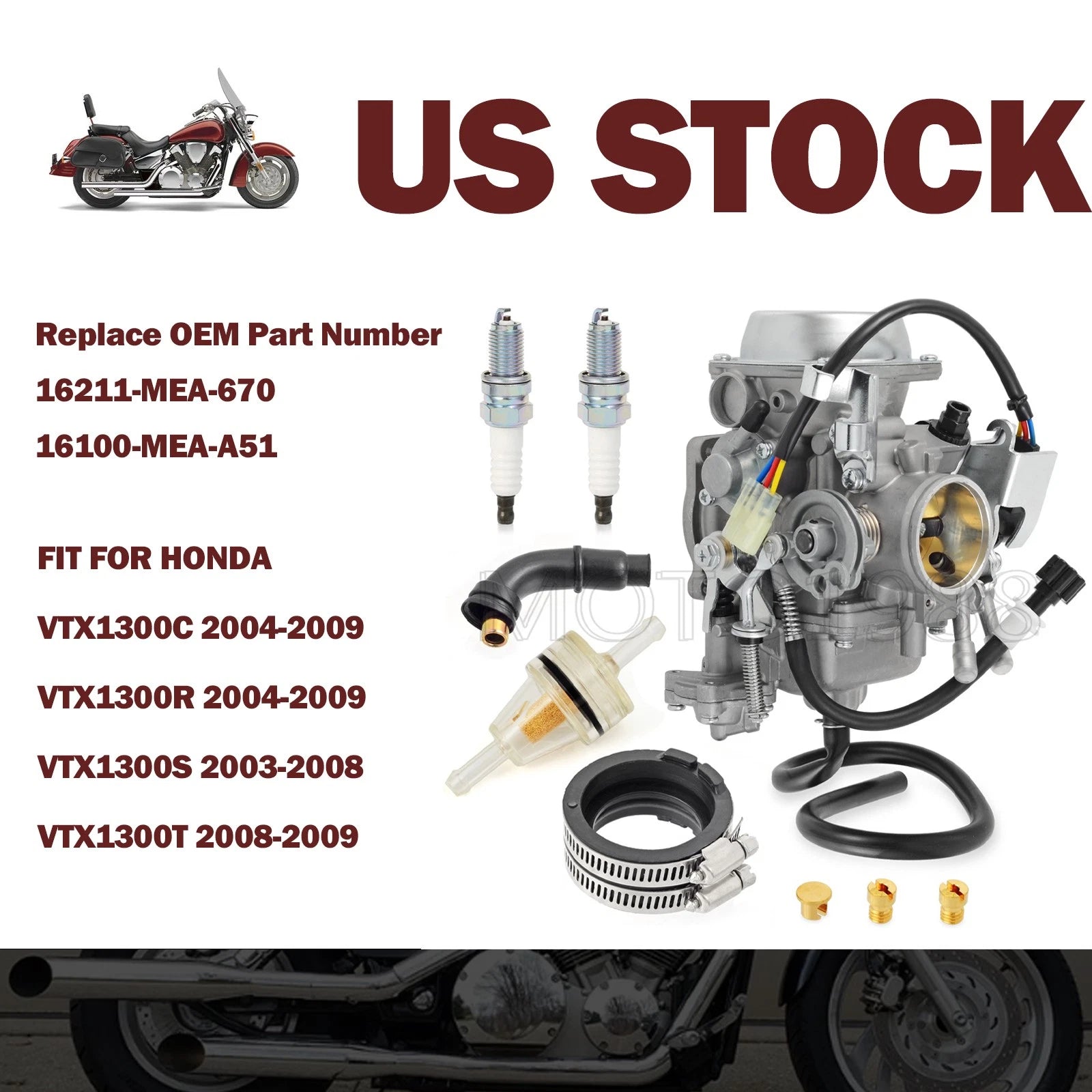 Carburetor for Honda VTX1300 (2003–2009) 16211-MEA-670, 16100-MEA-A51