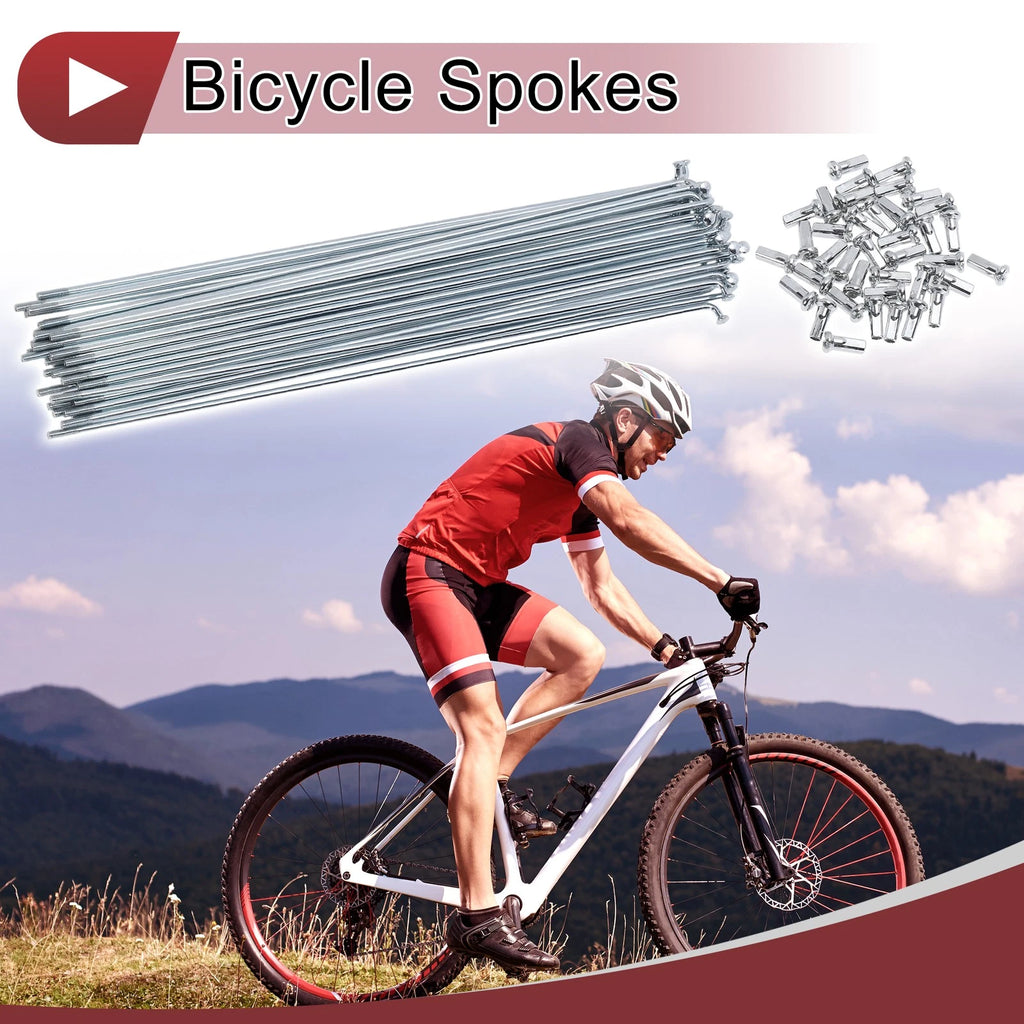 Bicycle Wheel Spokes 230mm Carbon Steel Galvanized Silver for 12G