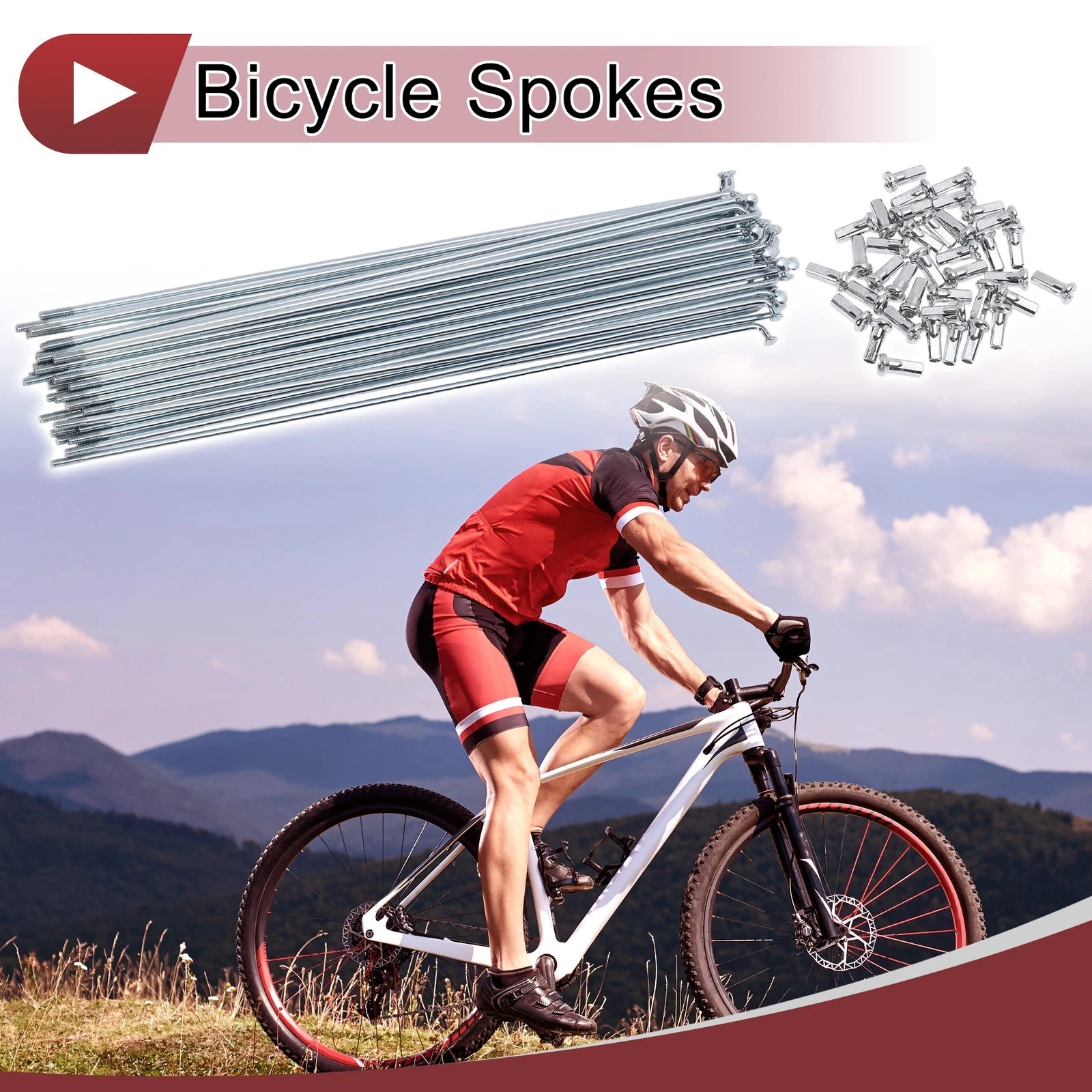 Bicycle Wheel Spokes 230mm Carbon Steel Galvanized Silver for 12G