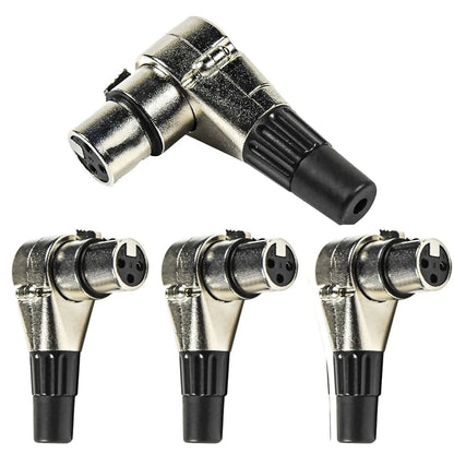 Set of 4 3 Pin XLR Female Right Angle Connectors Adapter