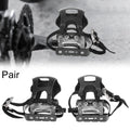Road Bike Pedals 9/16 Platform with Toe Clips and Fixed Straps Pair