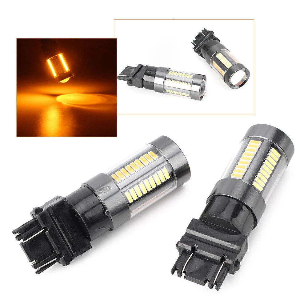 2X T25 3157 Dual-Color Switchback 66 SMD Bulbs for