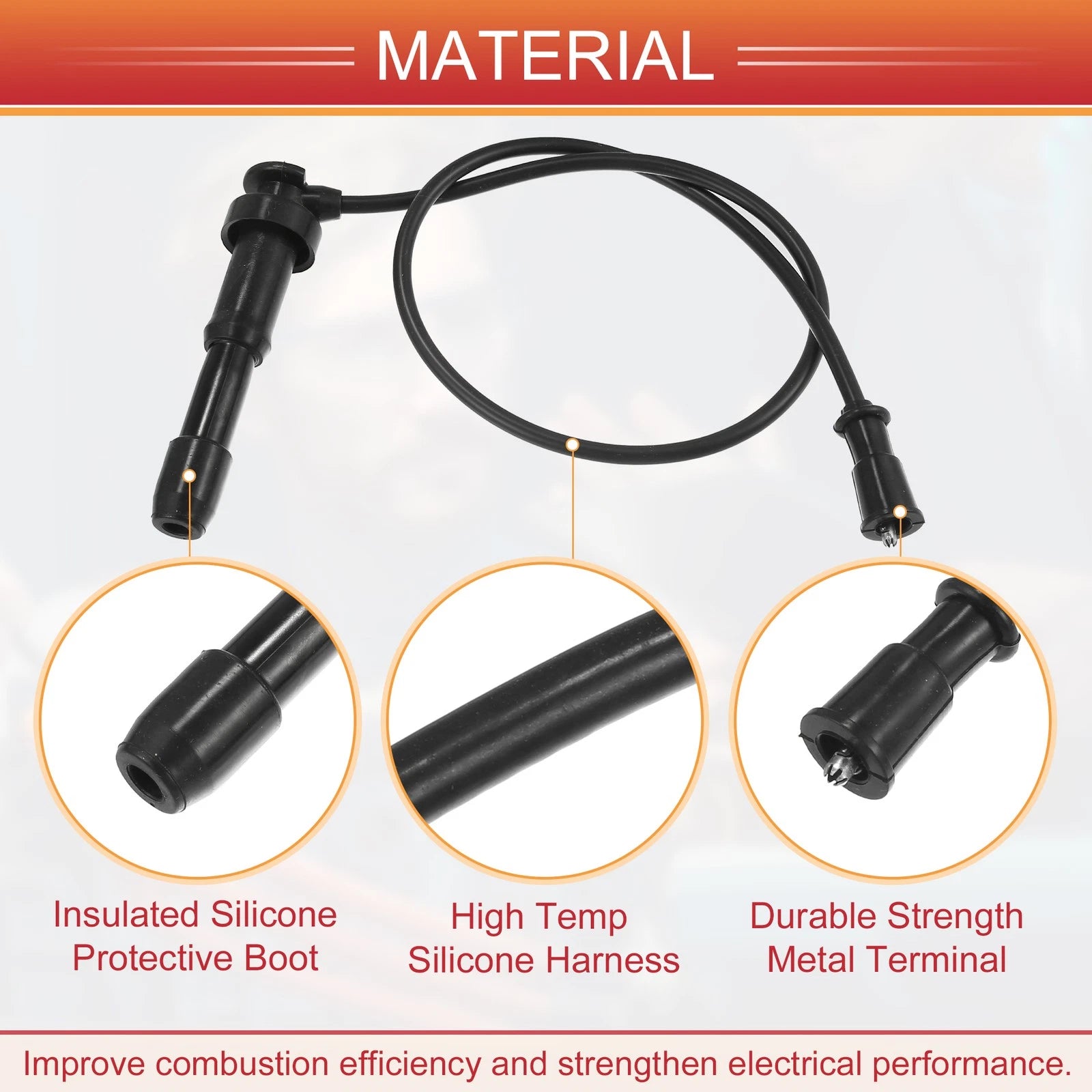 3PCS Ignition Coil Cable Spark Plug Wire Replacement for Hyundai Santa Fe (2010–2018)