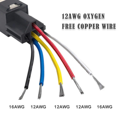 12V 40A 5Pin Relay & Relay Socket Wire & Fuse-holders Kit For Car