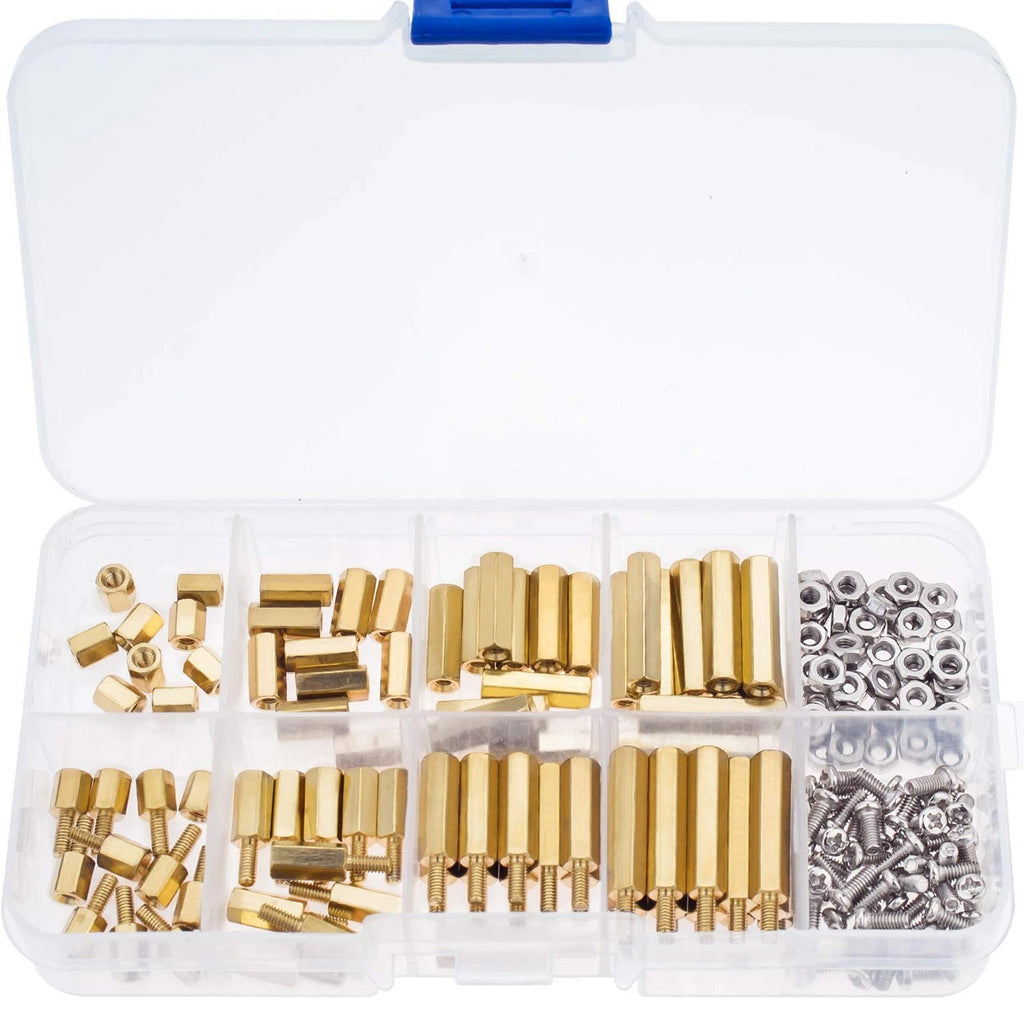 180 Pcs M2.5 Brass Hex Standoff Screw Nut Kit for Electronics Assembly