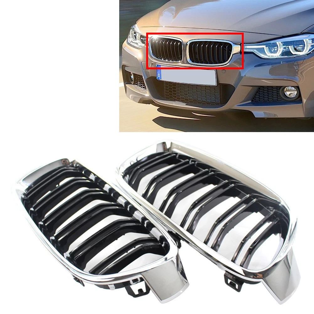 Front Bumper Kidney Grille with Chrome Frame for BMW 3 Series (2012–2018)