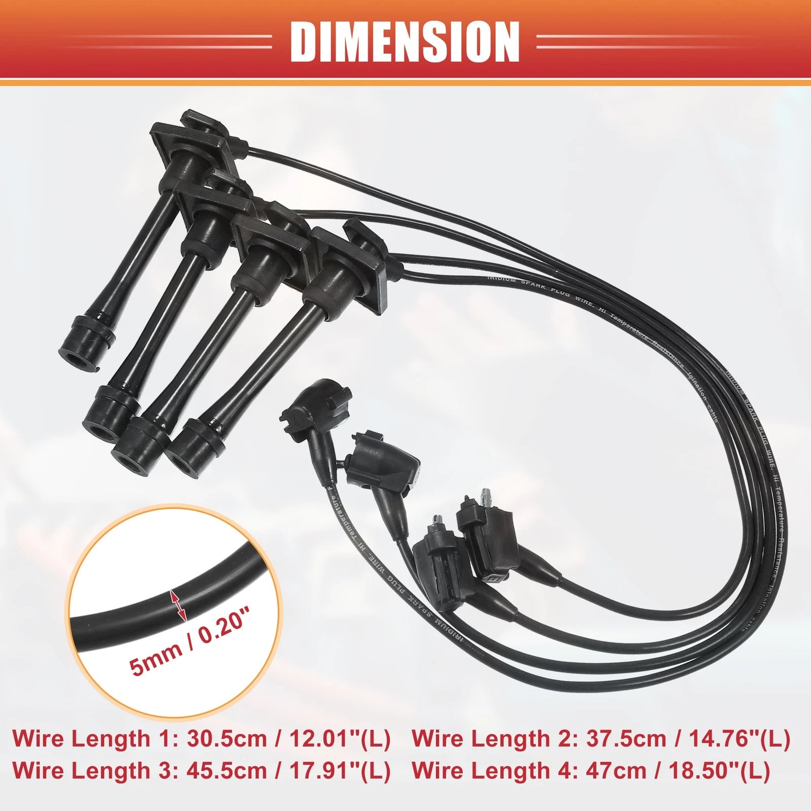 4PCS Spark Plug Wire Ignition Coil Cable Replacement for Toyota Celica (1993–1997)