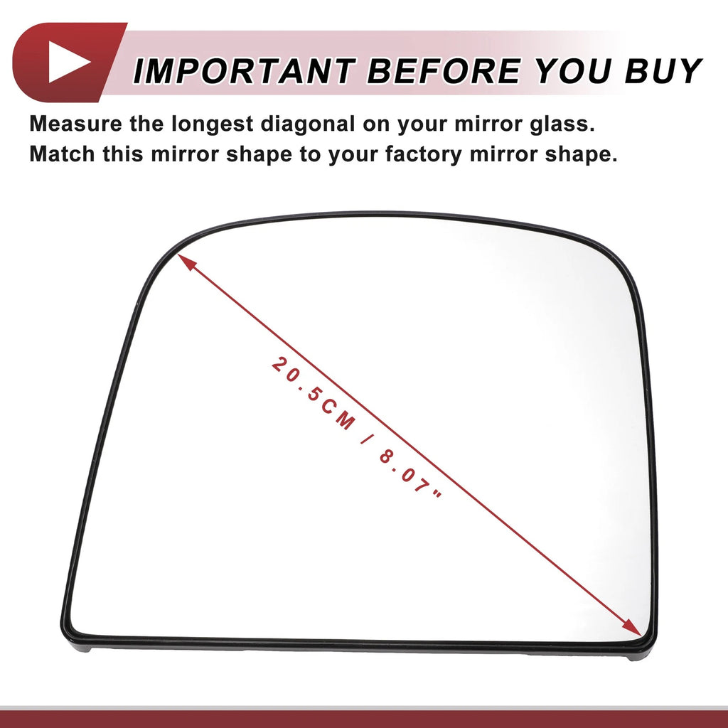 Non Heated Driver Side Upper Mirror Glass Replacement for Chevrolet Express (2003–2016)