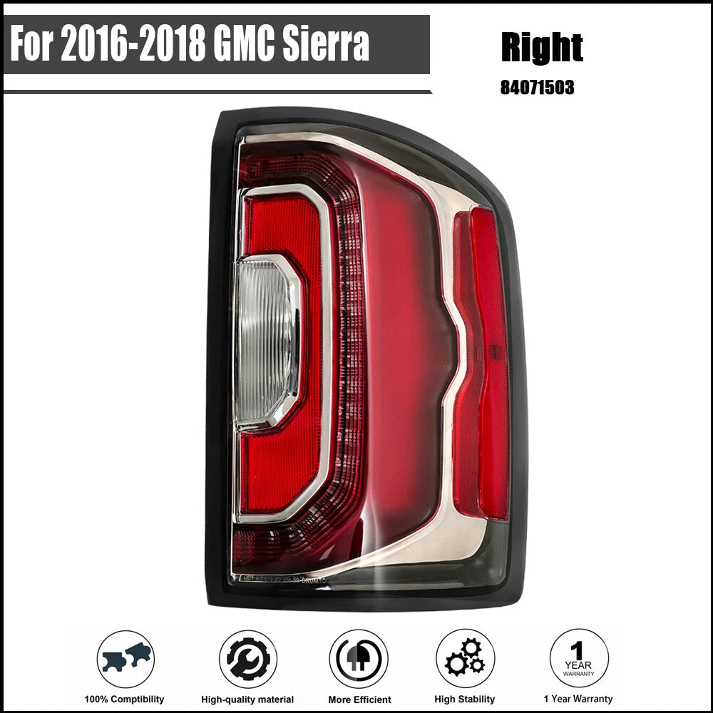 LED Tail Light Housing for GMC Sierra (2016–2018) - Passenger Side, Black