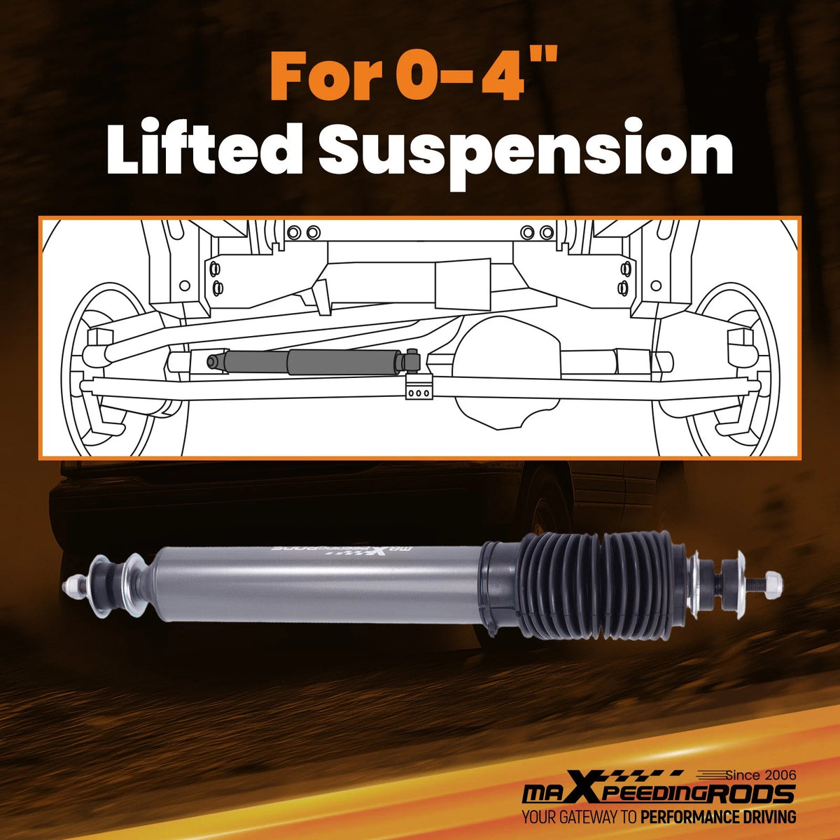 Off-Road Steering Damper for Ford Ranger (1991–1997) 18mm Rod, Dust Cover