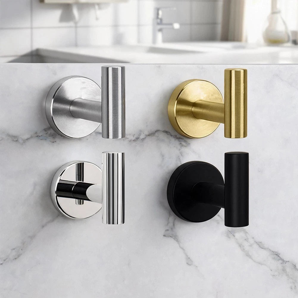 4X Stainless Steel Bathroom Wall Hooks for Towels and Accessories