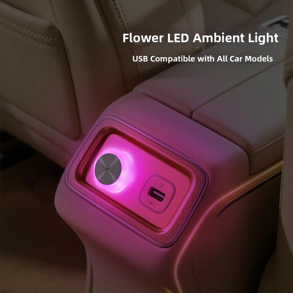 Multicolor USB Car Flower LED Light Ambient Decor Soft Lighting No Wiring