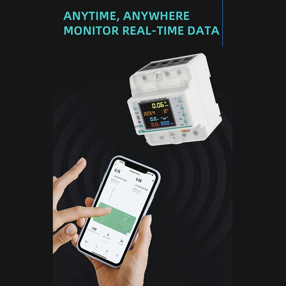 3 Phase Smart Meter with WiFi and LCD for Energy Monitoring (100A)
