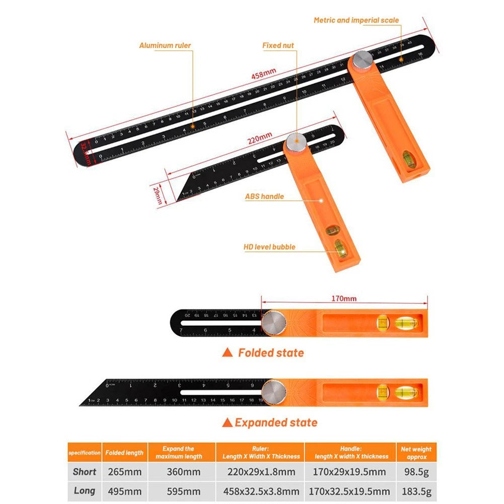 Angle Ruler Gauge for Adjustable Angles