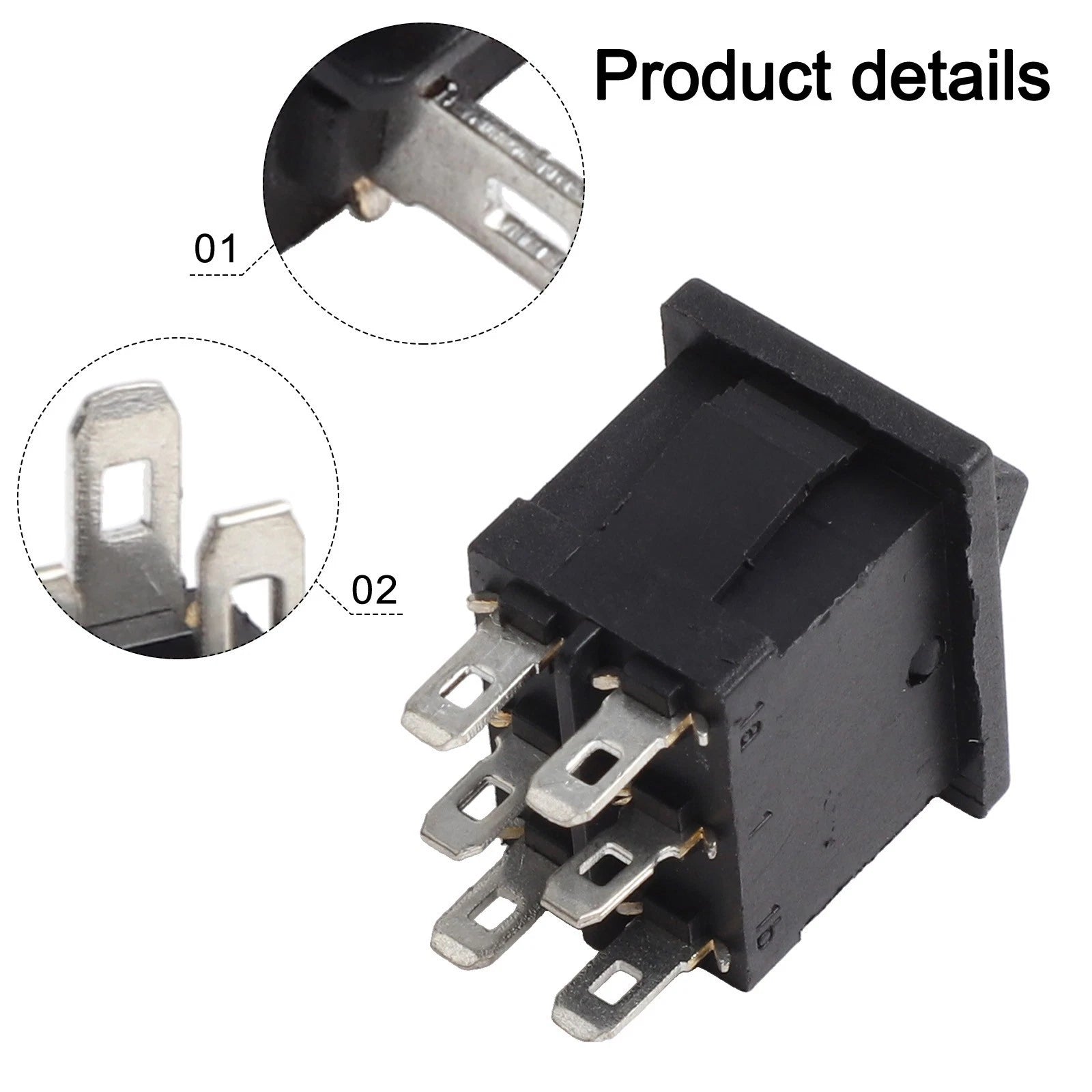 KCD1 Black DPDT Rocker Switch for Diverse Applications
