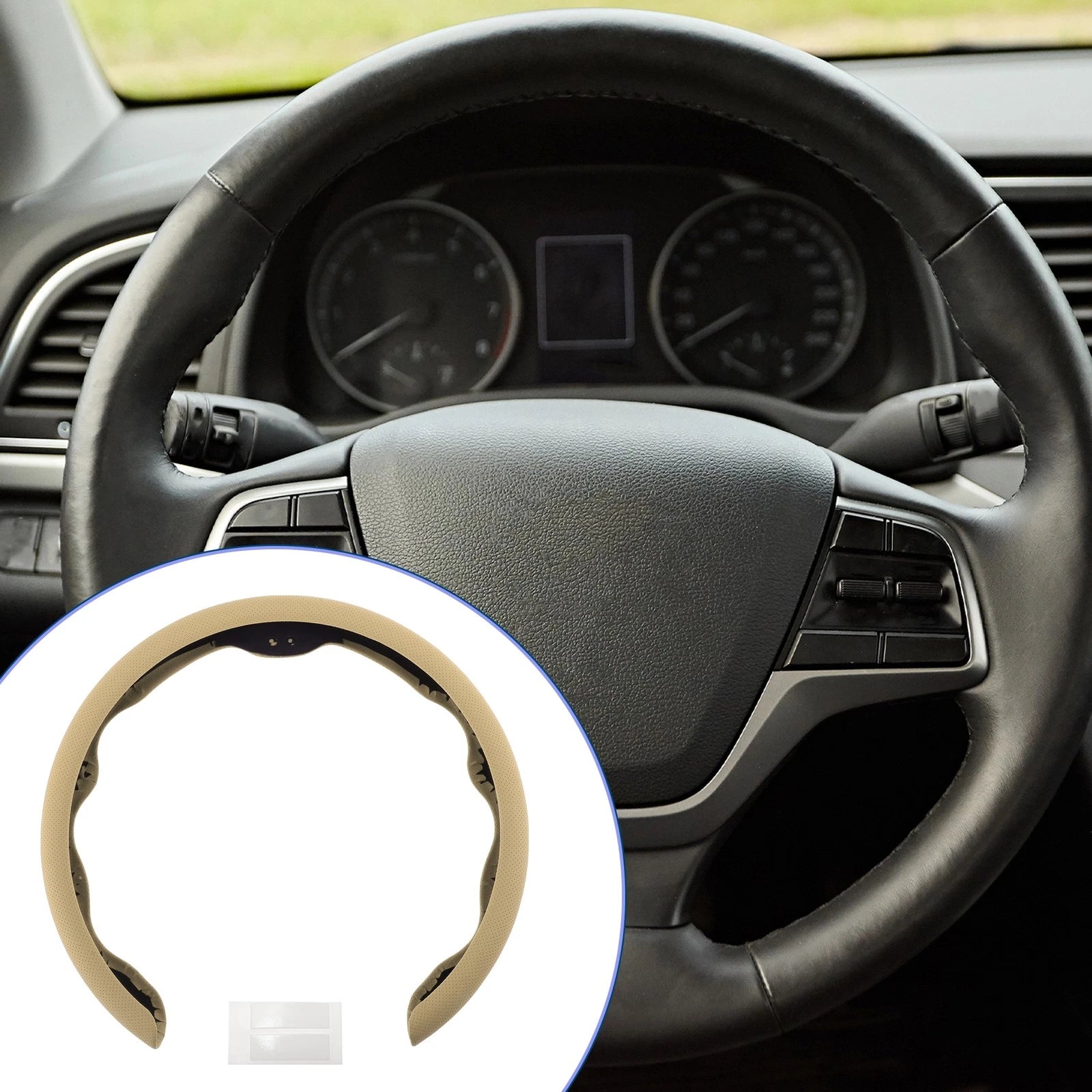 PU Artificial Leather Steering Wheel Cover for Universal Vehicles (14.96")