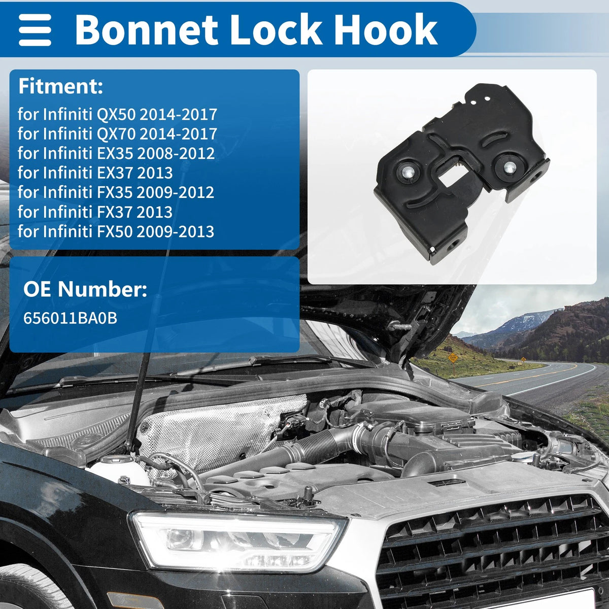Hood Latch Assembly for Infiniti QX50 (2014–2017) No.6 56011BA0B