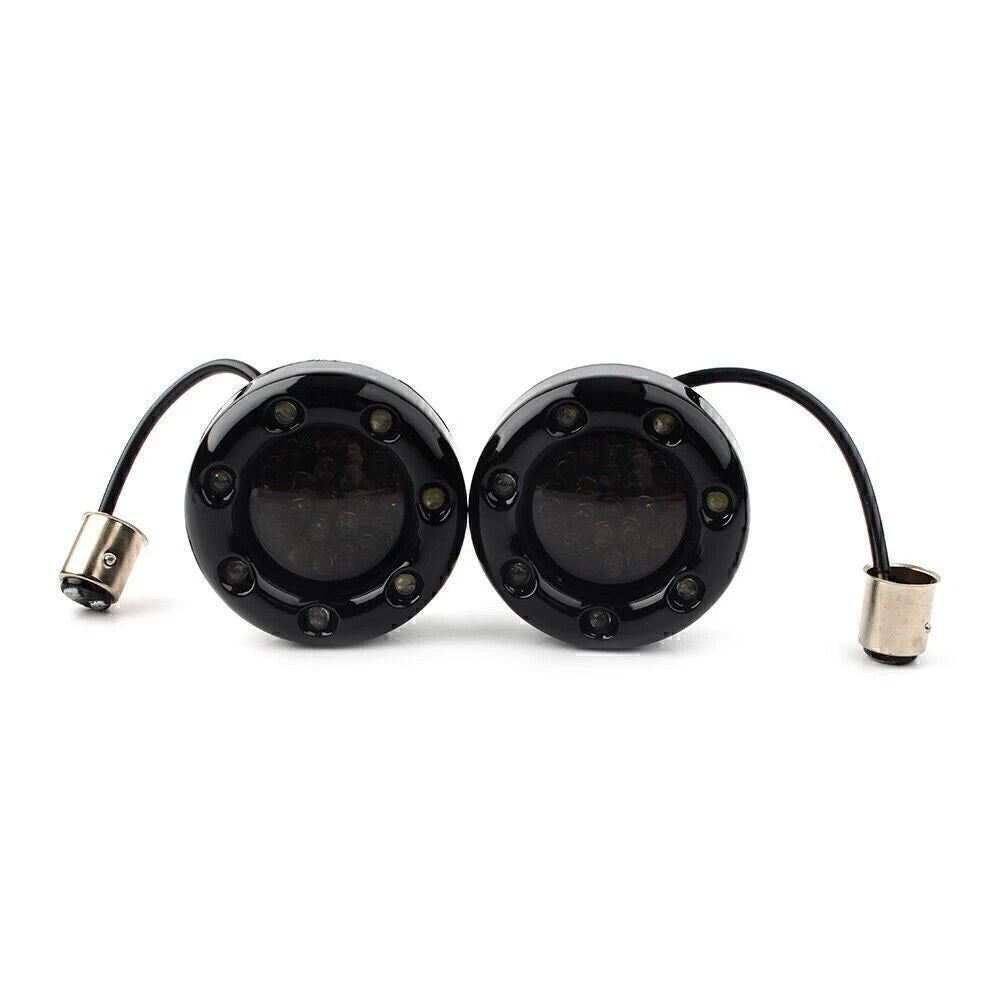 1 Pair LED Black Fire Ring Turn Signal Lights for Harley Softail Dyna