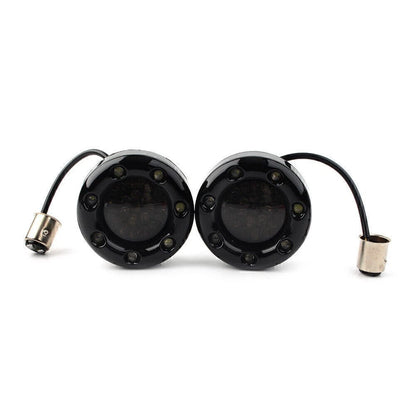1 Pair LED Black Fire Ring Turn Signal Lights for Harley Softail Dyna