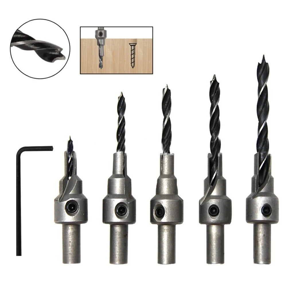 5-Piece Counterbore Drill Bits Set 36mm for Wood Screws