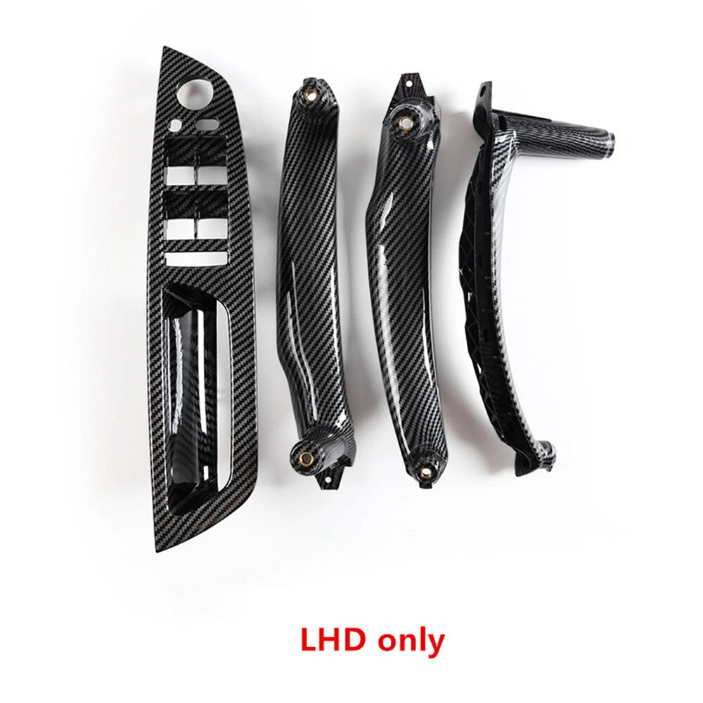 4X Carbon Fiber ABS Door Switch Panel Pull Handle Trim Kit for BMW X5 X6 (2007–2019)