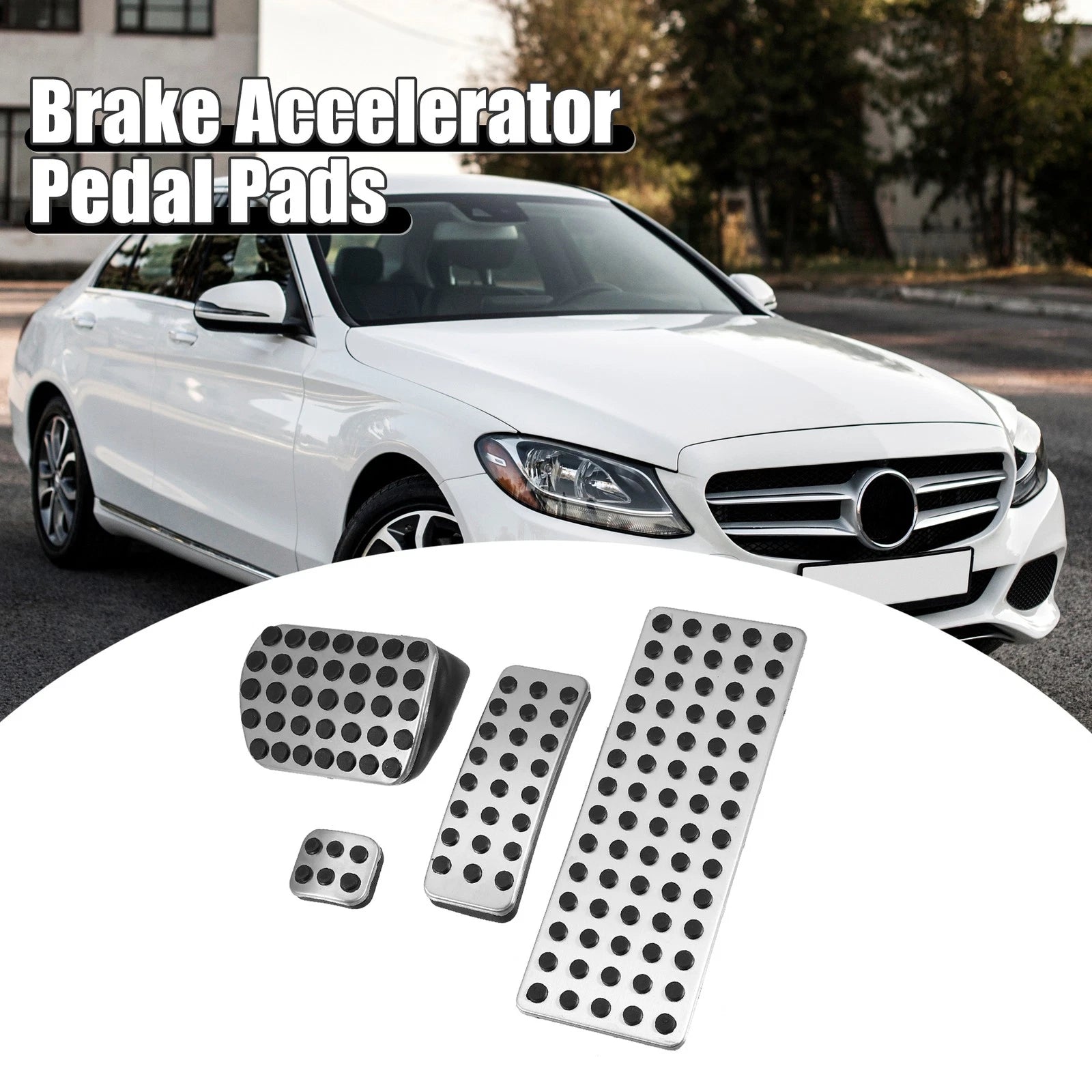 4PCS Brake Gas Accelerator Pedal Covers Replacement for Mercedes Benz (2014–2022)