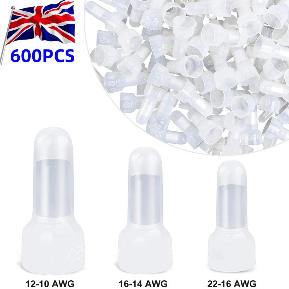 600PCS Closed End Terminals Crimp Caps Electrical Connectors with Box