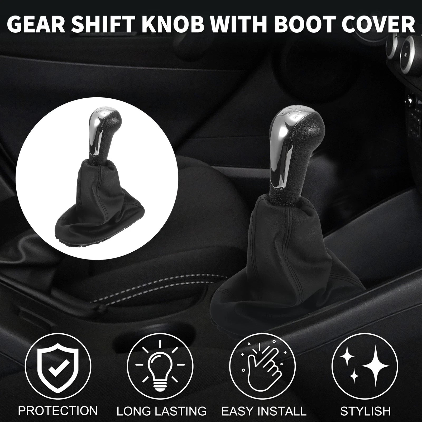 Gear Shift Knob with Cover Faux Leather for Chevrolet Spark (2011–2016)