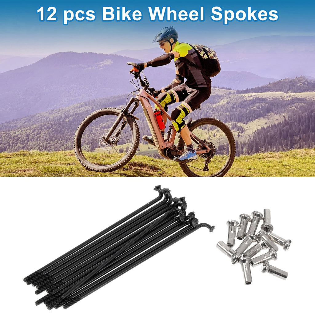 Bicycle Spoke Nipples 14G 82mm Black Stainless Steel Set for Universal