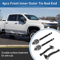 4pcs Front Inner Outer Tie Rod End Link Replacement for Suzuki Swift (2004–2009)