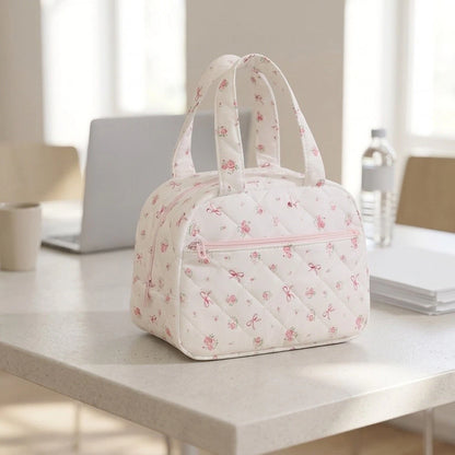 Women's Quilted Insulated Lunch Tote with Wave Point Design
