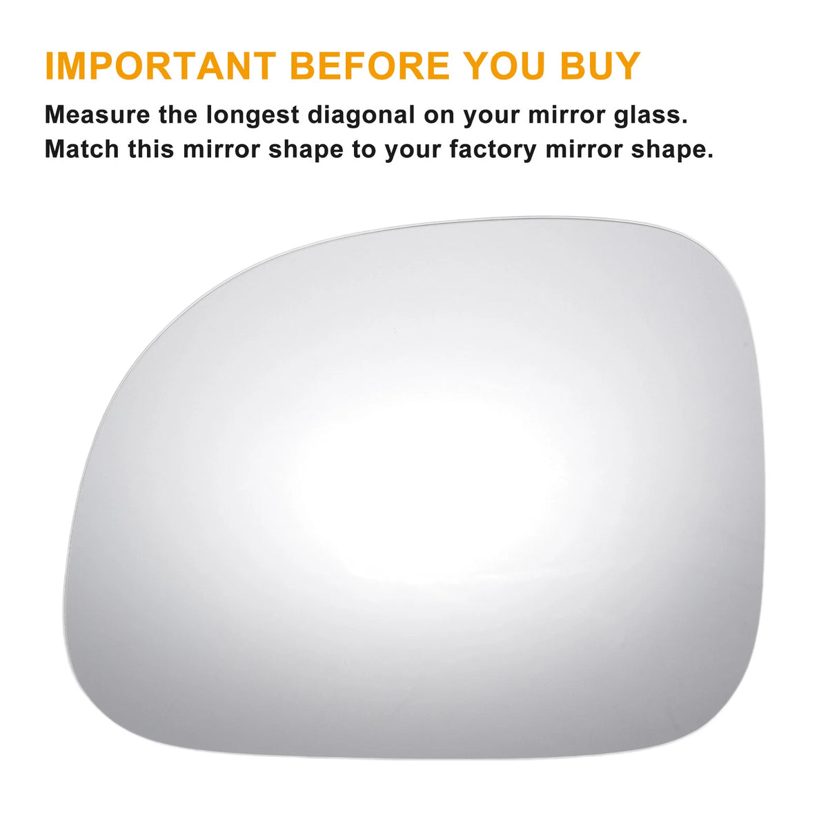 Left Side Heated Convex Mirror Glass for Fiat Panda (2010–2020)