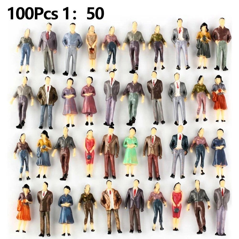Painted Figures Model Sand Table 100 Pcs 1:50 Scale Multicolor