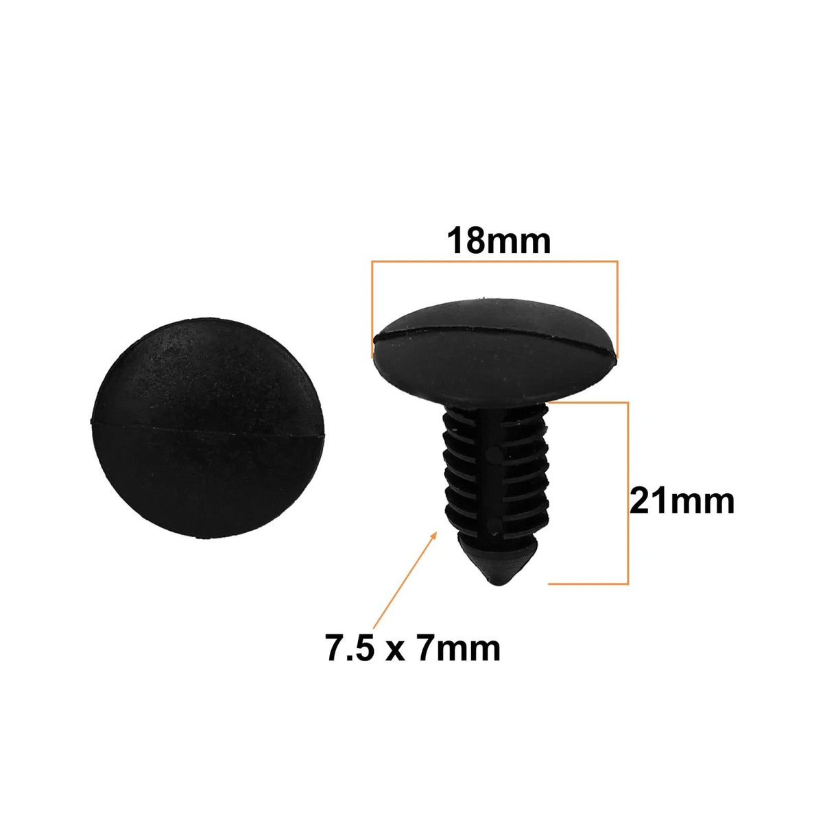 Set of 100 Plastic Car Bumper Splash Guard Fir Tree Clips Rivets 6.5mm x 6mm